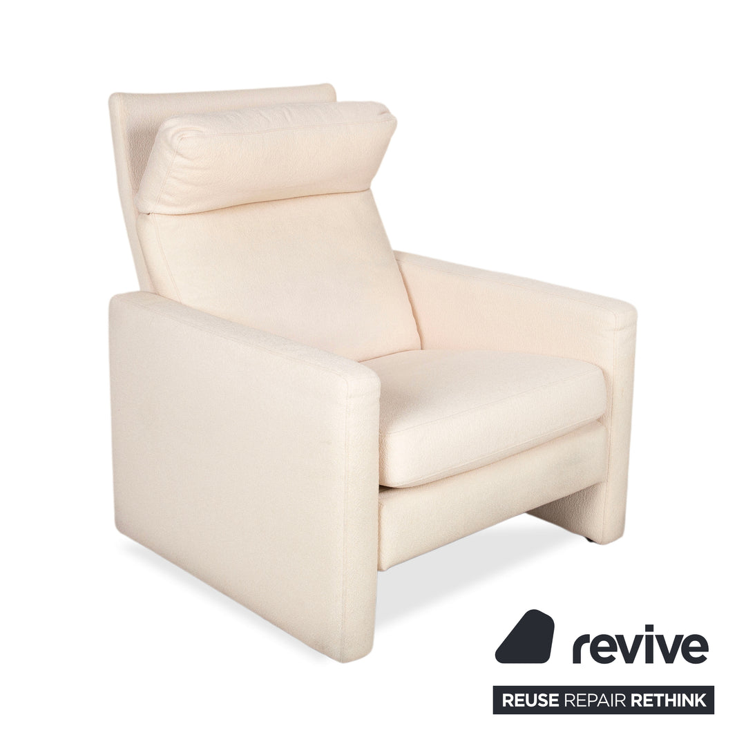 Sillón COR Conseta de tela, beige crema, reclinable manual, respaldo alto