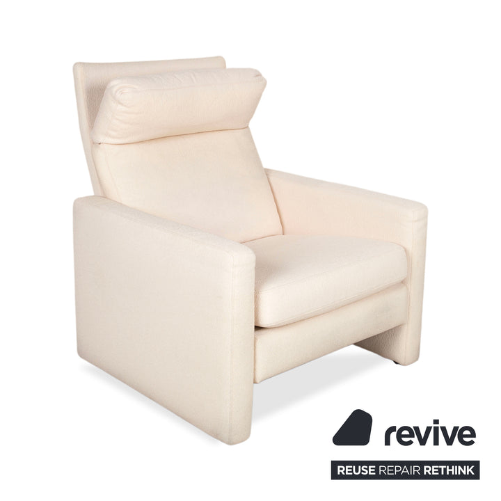 Sillón COR Conseta de tela, beige crema, reclinable manual, respaldo alto