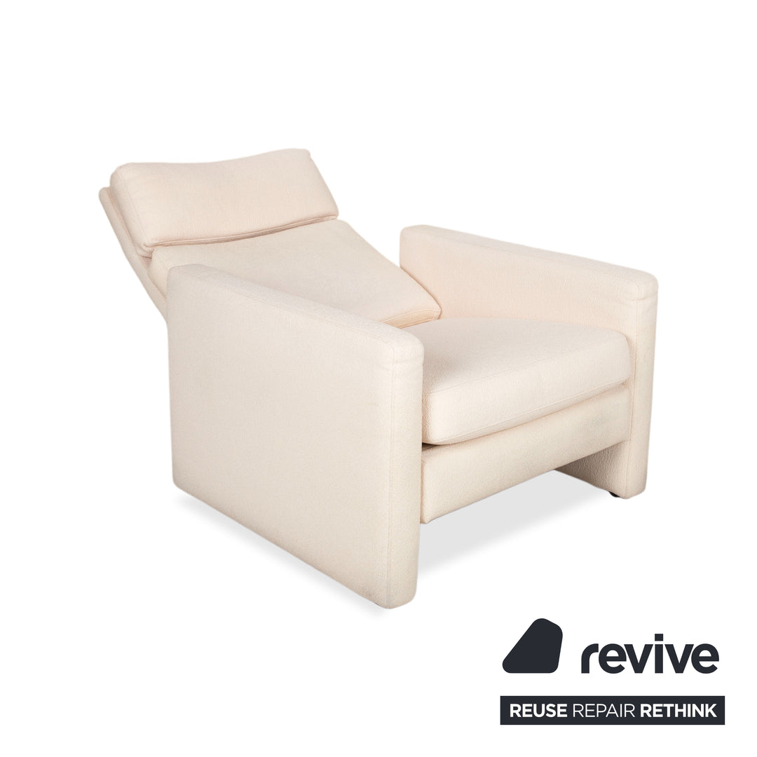 Sillón COR Conseta de tela, beige crema, reclinable manual, respaldo alto