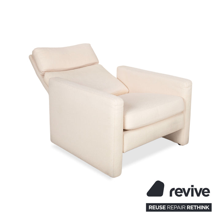 Sillón COR Conseta de tela, beige crema, reclinable manual, respaldo alto
