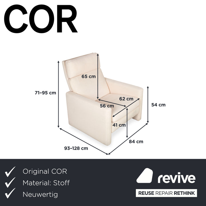 Sillón COR Conseta de tela, beige crema, reclinable manual, respaldo alto