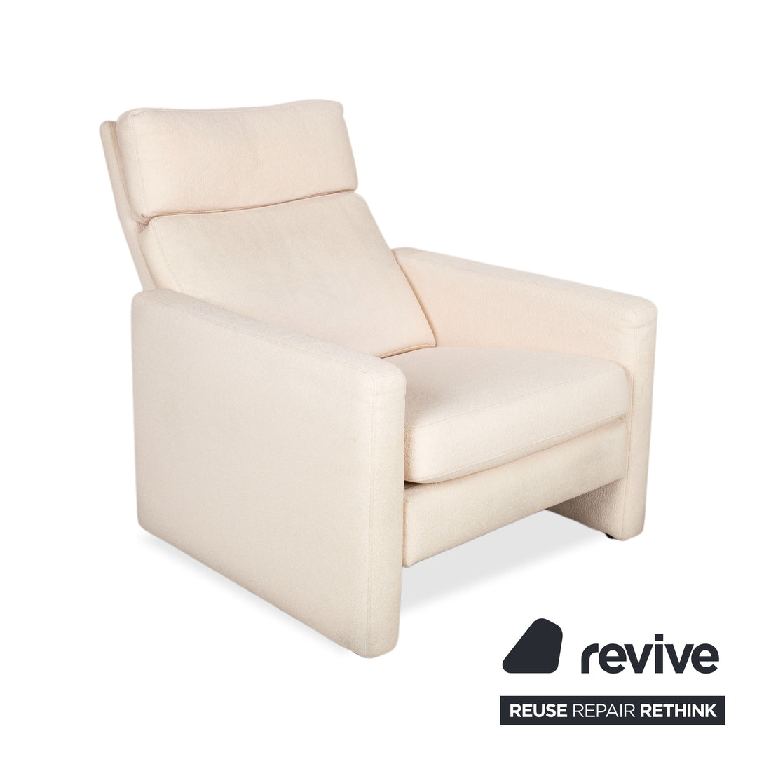 Sillón COR Conseta de tela, beige crema, reclinable manual, respaldo alto