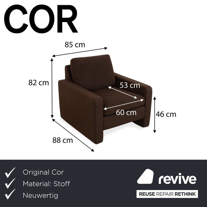 Cor Conseta Fabric Armchair Dark Brown