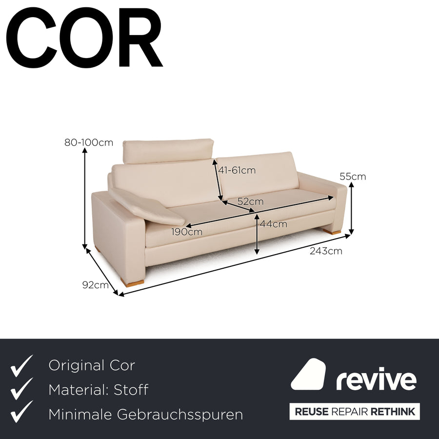 Cor Conseta fabric sofa cream three seater couch