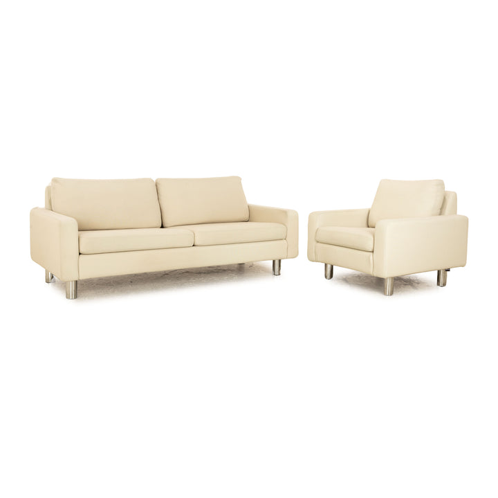 Cor Conseta Stoff Sofa Garnitur Beige Creme Dreisitzer Sessel Couch