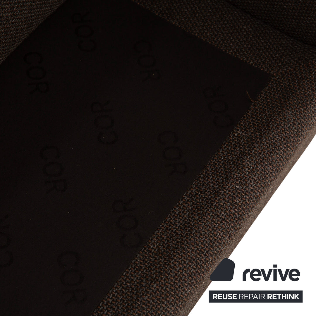 Cor Conseta Stoff Sofa Garnitur Grau Zweisitzer Hocker Couch