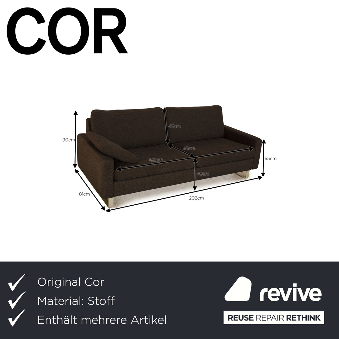 Cor Conseta Stoff Sofa Garnitur Grau Zweisitzer Hocker Couch