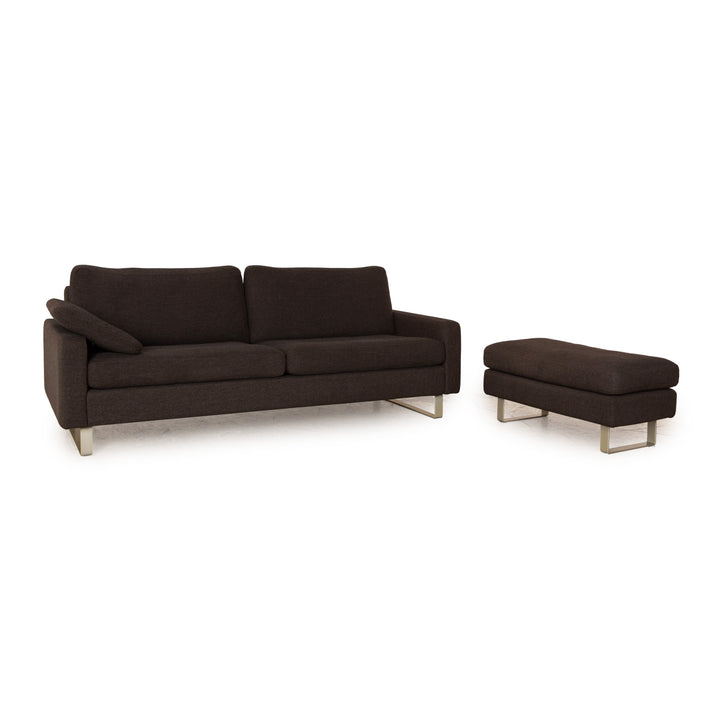 Cor Conseta Stoff Sofa Garnitur Grau Zweisitzer Hocker Couch