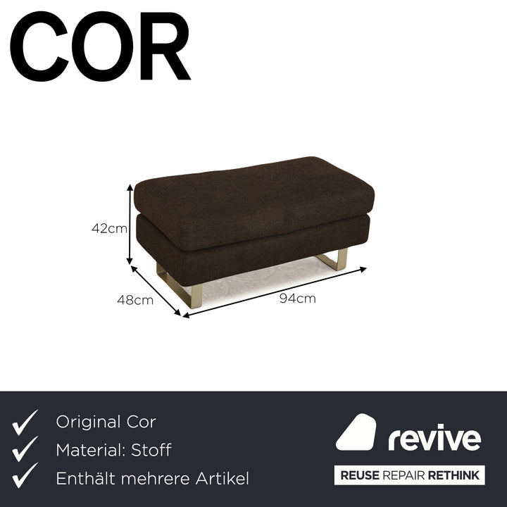 Cor Conseta Stoff Sofa Garnitur Grau Zweisitzer Hocker Couch