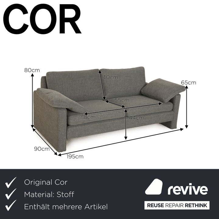 COR Conseta Stoff  Sofa Garnitur Grau Zweisitzer Sessel Grau  Neubezug