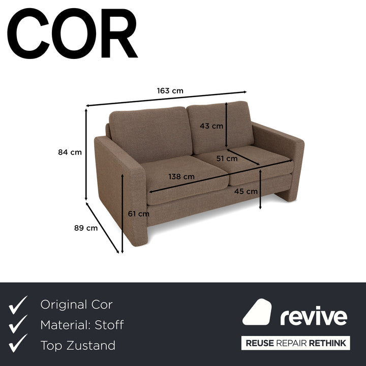 Canapé deux places en tissu beige marron Cor Conseta