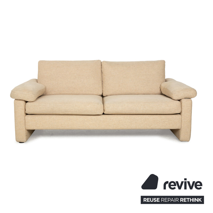 Canapé deux places en tissu beige Cor Conseta avec appuie-têtes