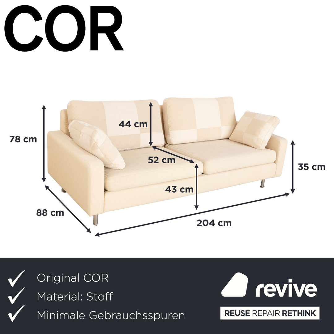 Cor Conseta Fabric Two Seater Cream Beige Sofa Couch