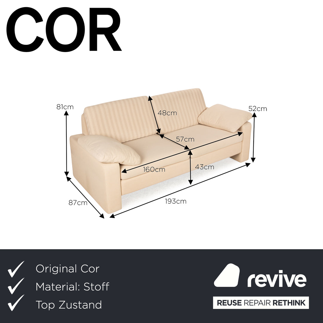 Cor Conseta Fabric Two Seater Cream Sofa Couch