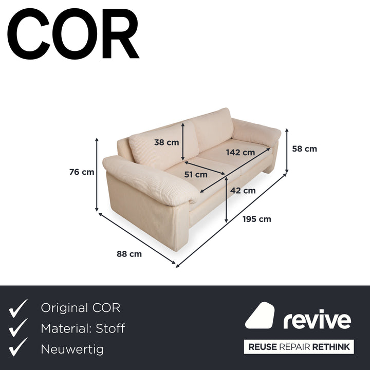 COR Conseta Stoff Zweisitzer Beige Creme Sofa Couch