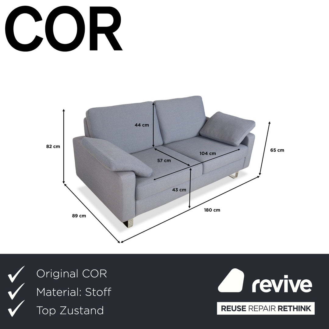 COR Conseta Stoff Chrom Zweisitzer Grau Blau Sofa Couch