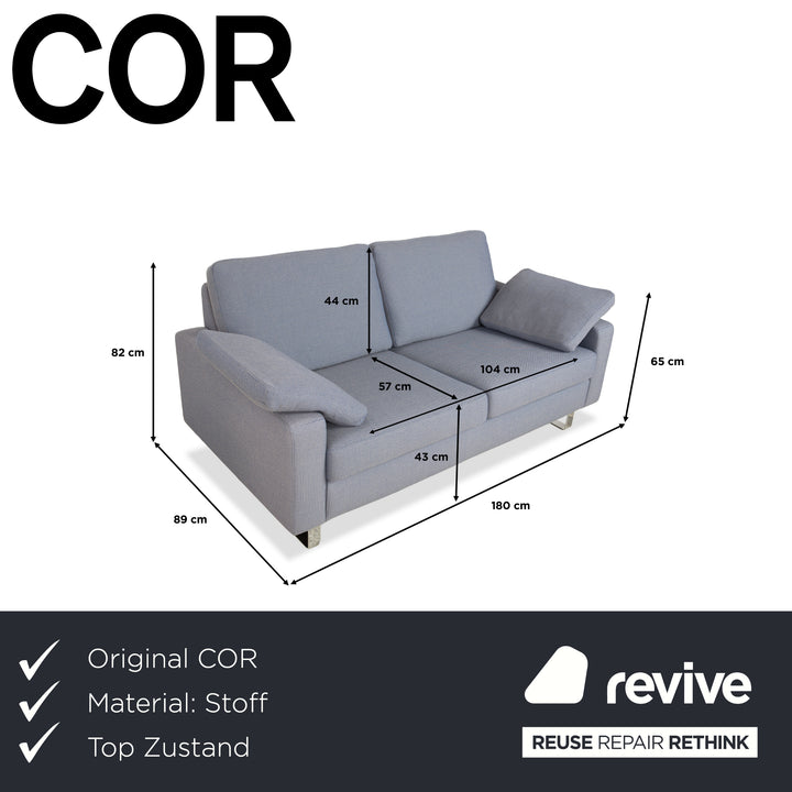 COR Conseta Stoff Chrom Zweisitzer Grau Blau Sofa Couch