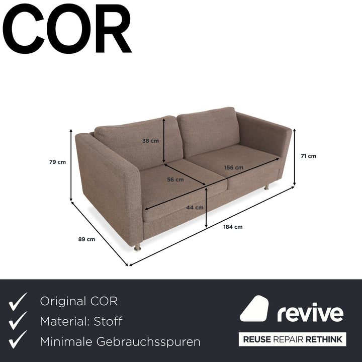COR Conseta Stoff Zweisitzer Grau Braun Sofa Couch