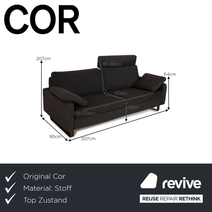 Cor Conseta Stoff Zweisitzer Grau Sofa Couch