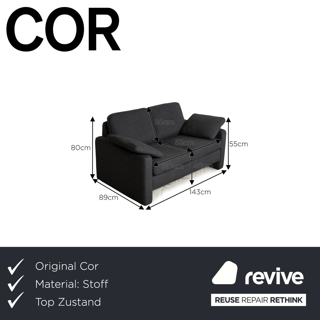 Cor Conseta Stoff Zweisitzer Grau Sofa Couch