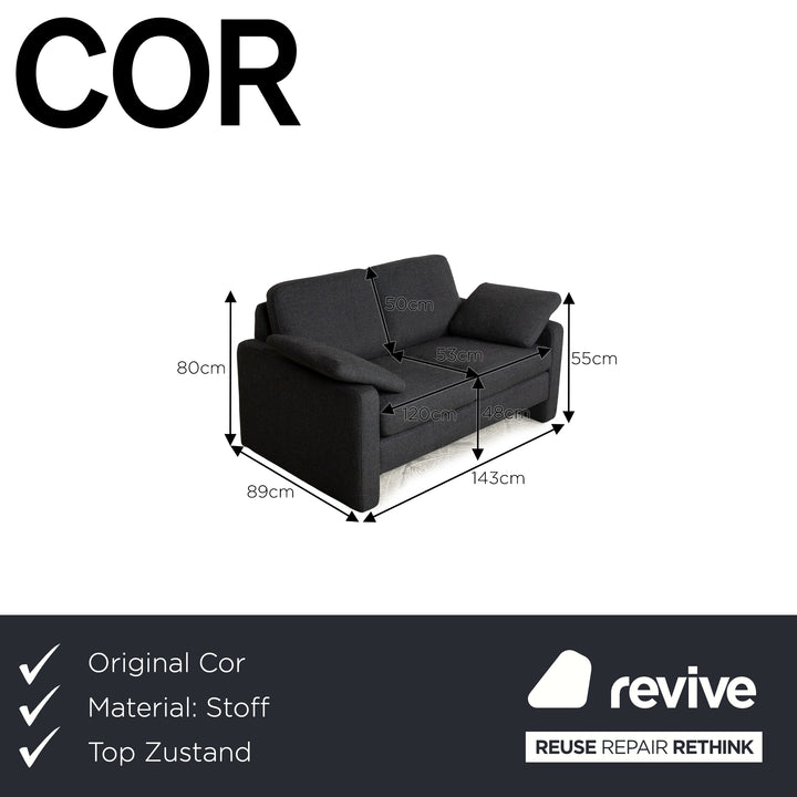 Cor Conseta Stoff Zweisitzer Grau Sofa Couch