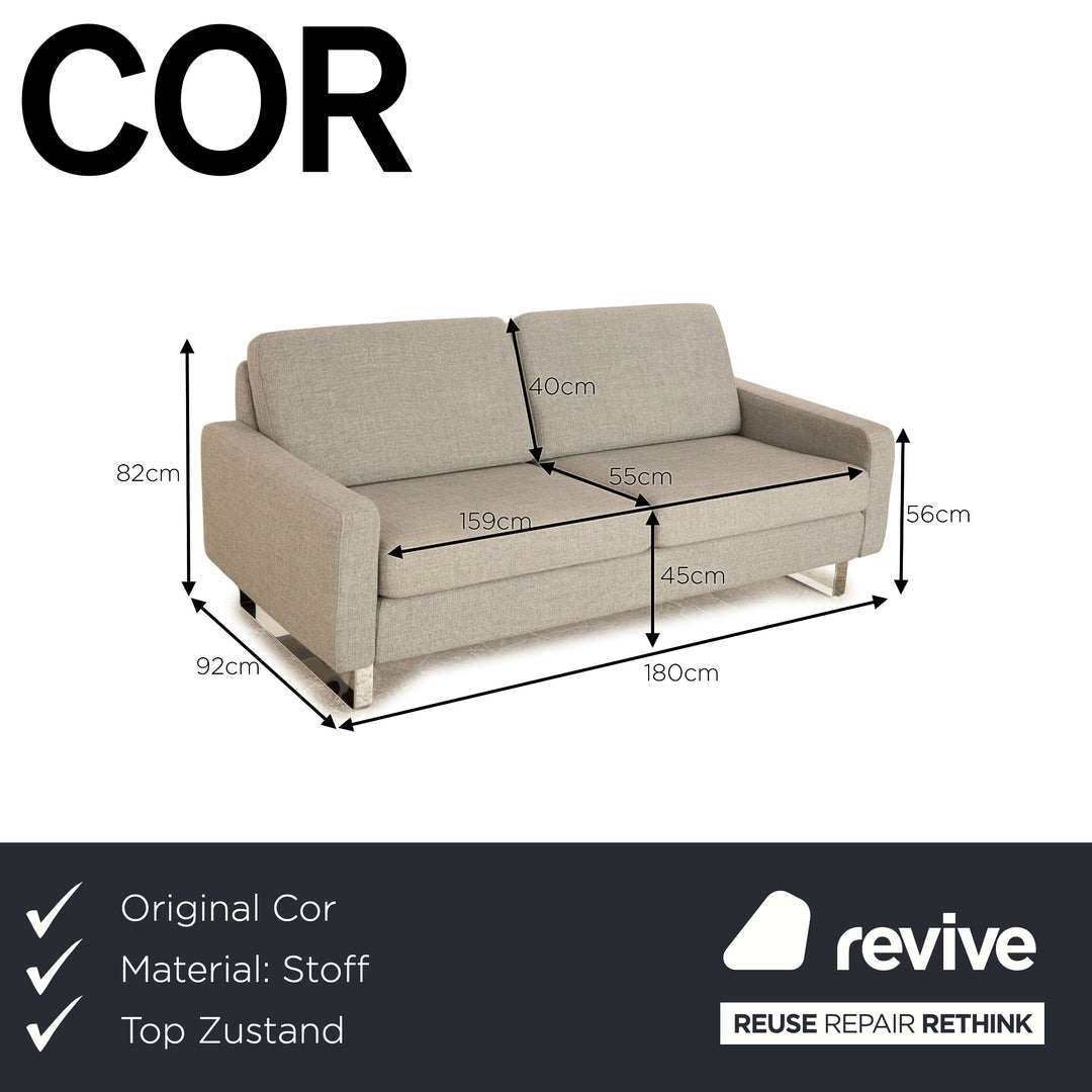 Cor Conseta Fabric Two Seater Gray Sofa Couch