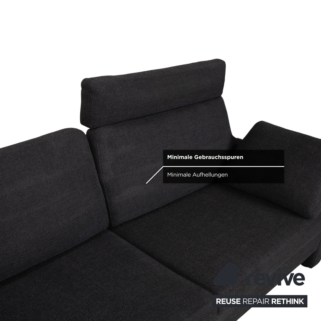 Cor Conseta Stoff Zweisitzer Grau Sofa Couch Kopfstütze