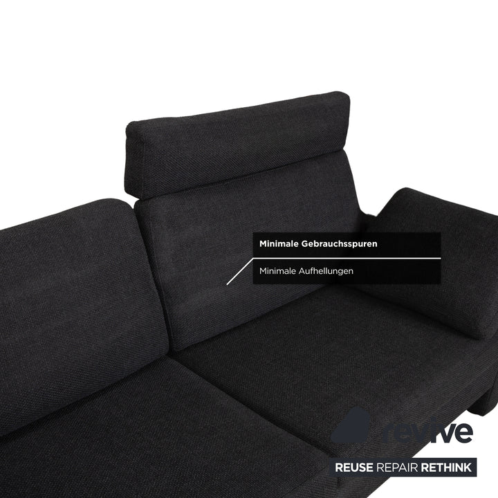 Cor Conseta Stoff Zweisitzer Grau Sofa Couch Kopfstütze