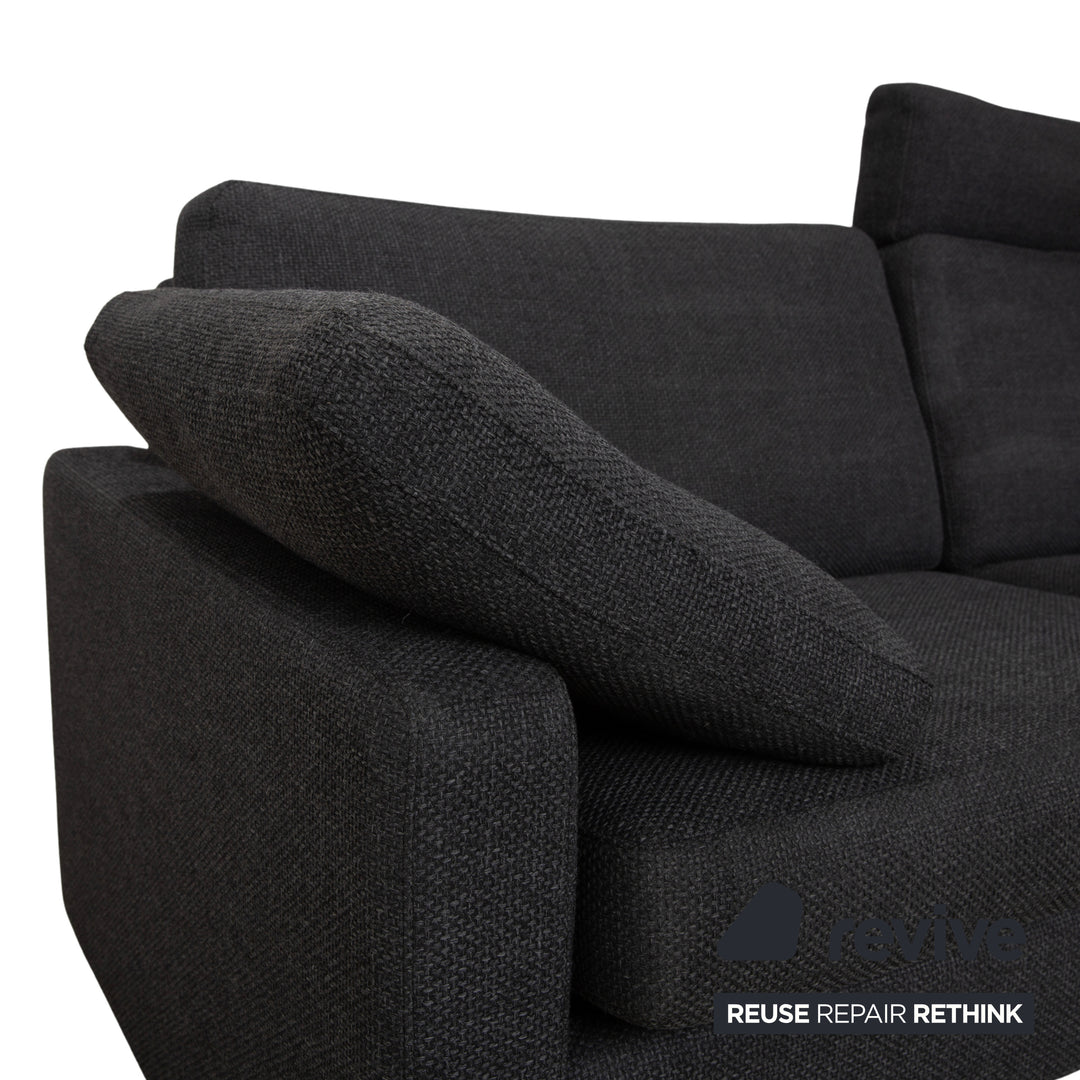 Cor Conseta Stoff Zweisitzer Grau Sofa Couch Kopfstütze