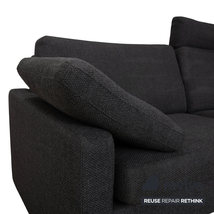 Cor Conseta Stoff Zweisitzer Grau Sofa Couch Kopfstütze