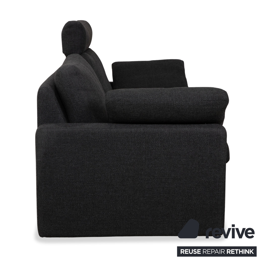 Cor Conseta Stoff Zweisitzer Grau Sofa Couch Kopfstütze