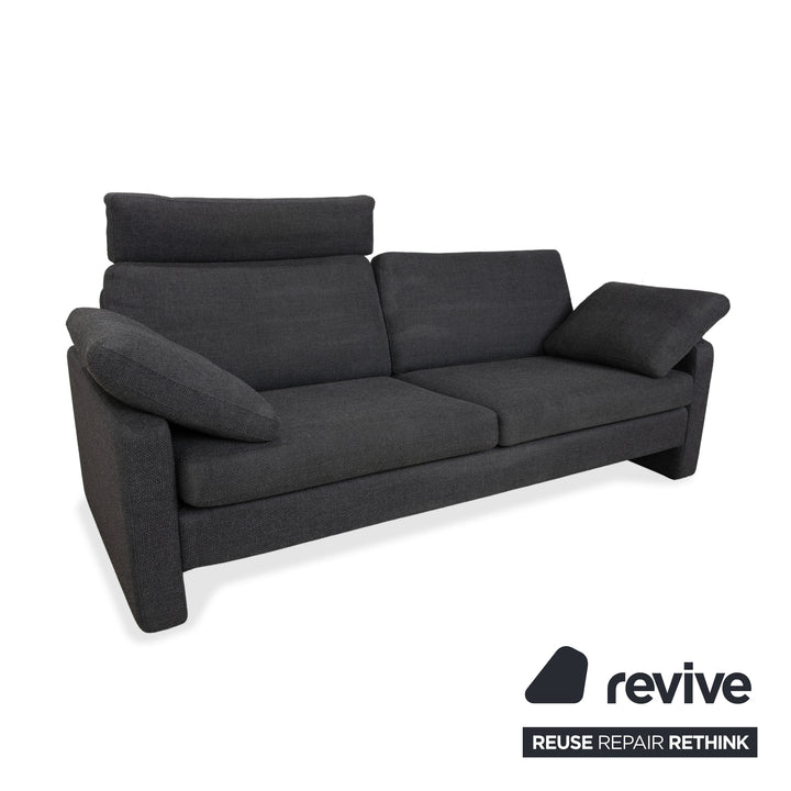 Canapé deux places gris en tissu Cor Conseta avec appui-tête