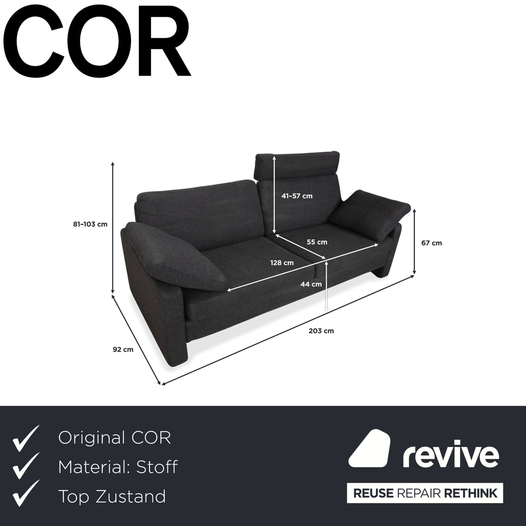 Canapé deux places gris en tissu Cor Conseta avec appui-tête