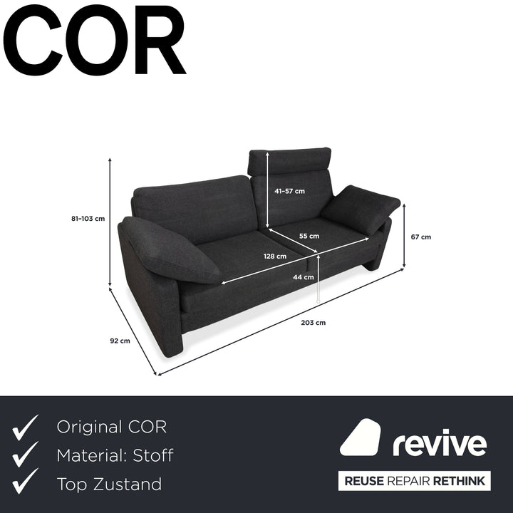 Canapé deux places gris en tissu Cor Conseta avec appui-tête