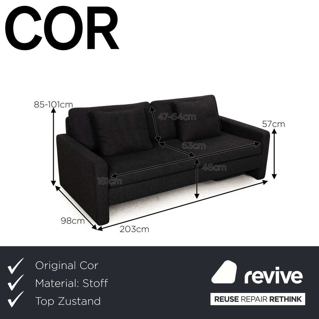 Cor Conseta Fabric Two Seater Grey Sofa Couch Manual Function