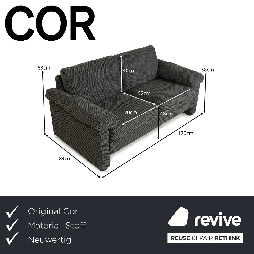 COR Conseta Stoff Zweisitzer Grau Sofa Neubezug