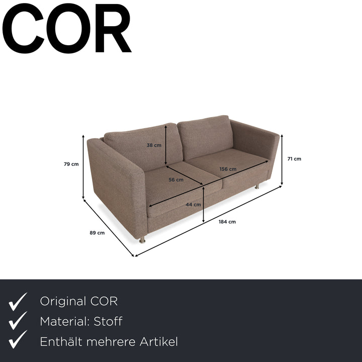 COR Conseta Tabouret deux places en tissu gris-brun Canapé