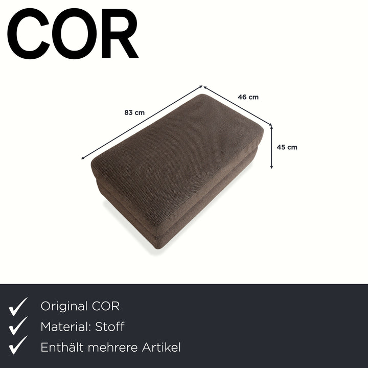 COR Conseta Tabouret deux places en tissu gris-brun Canapé