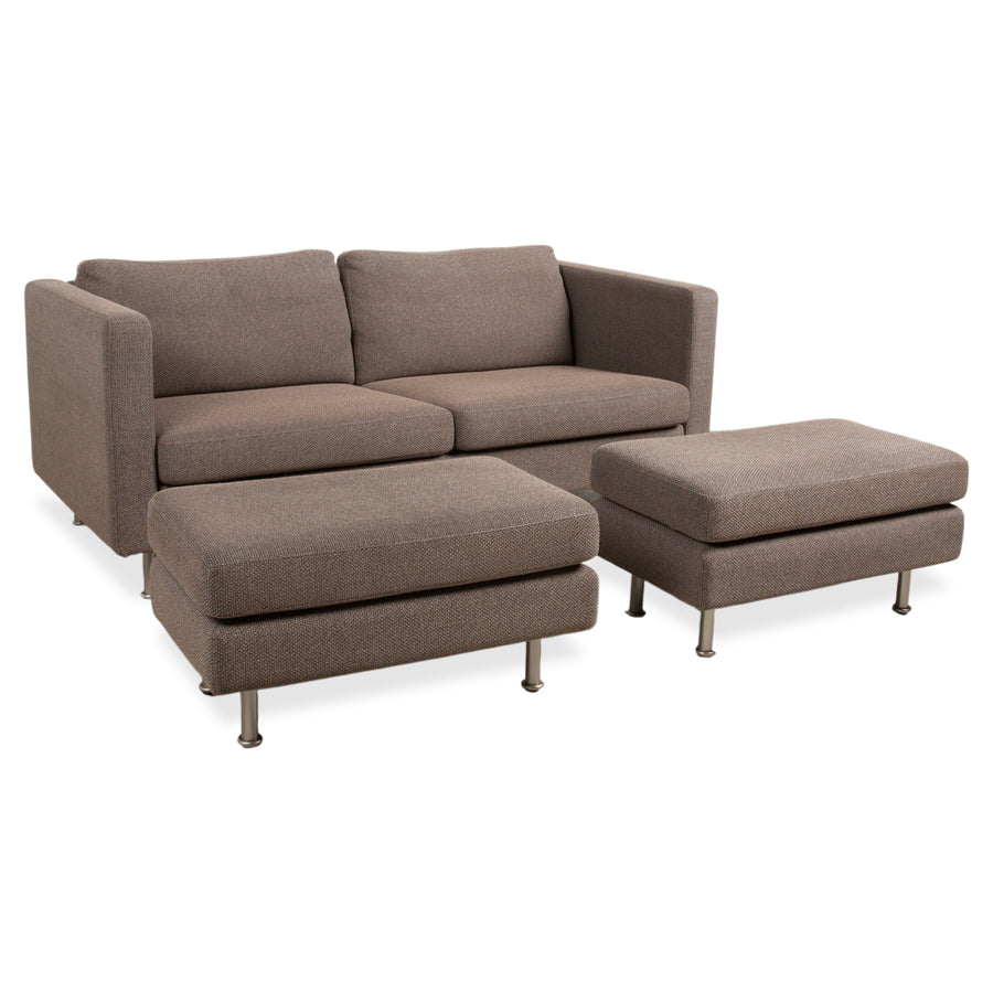 COR Conseta Tabouret deux places en tissu gris-brun Canapé