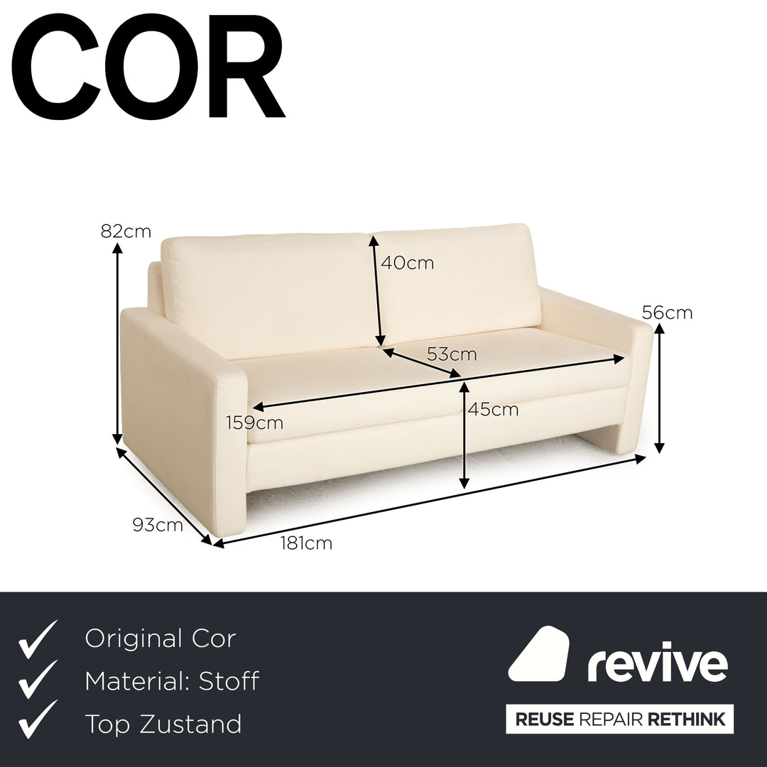 Cor Conseta Fabric Two Seater White Cream Sofa Couch