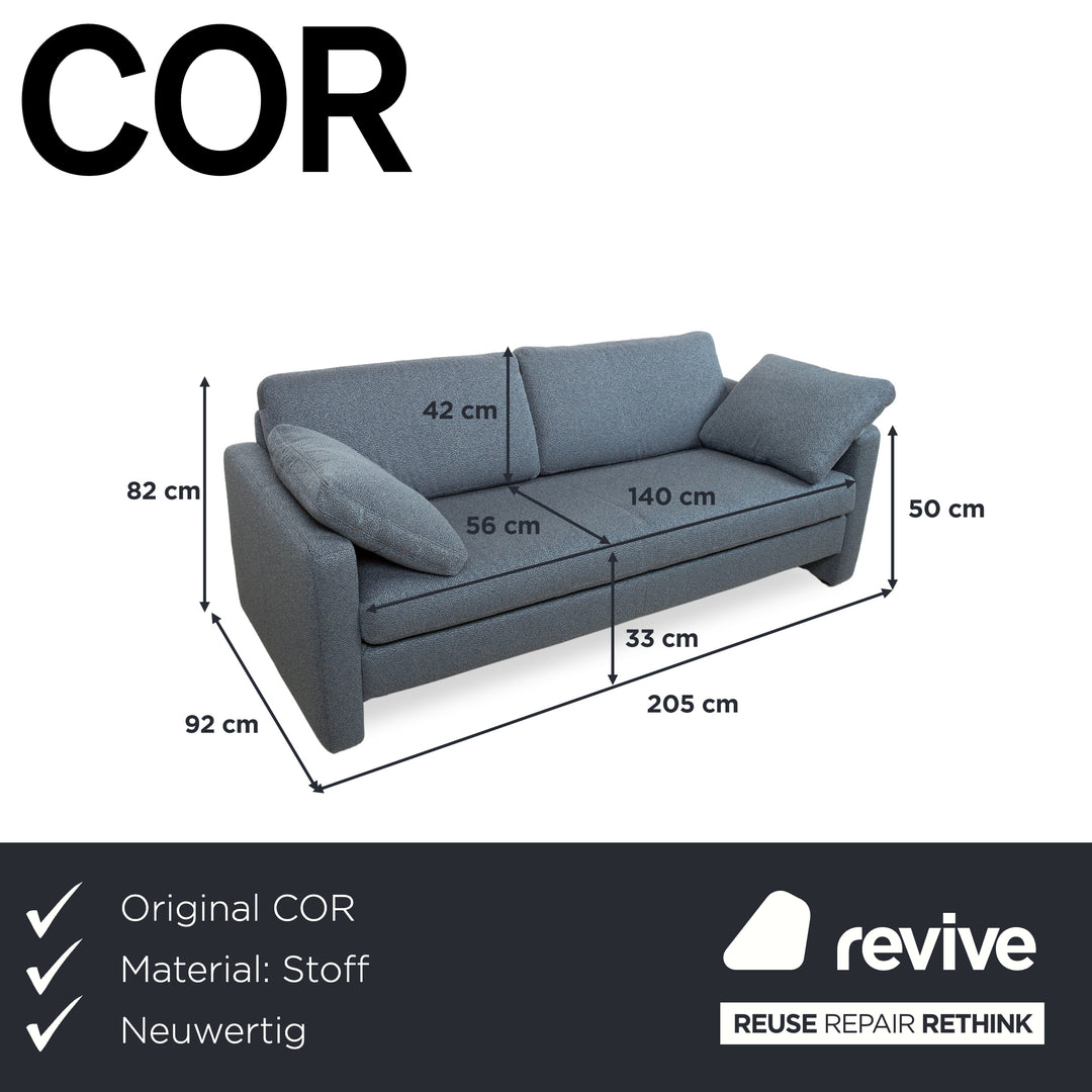 COR Conseta Zweisitzer Stoff Blau Grau Grün Sofa Couch Neubezug GLOW 529