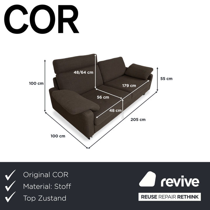 COR Conseta Zweisitzer Stoff Sofa Schlamm Braun bodenfrei mit Kufen