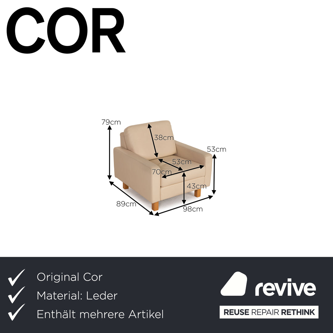 Cor Conseta Leder Sofa Garnitur Beige Zweisitzer Sessel