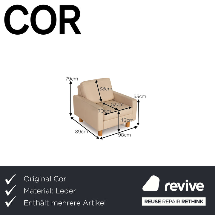 Cor Conseta Leder Sofa Garnitur Beige Zweisitzer Sessel