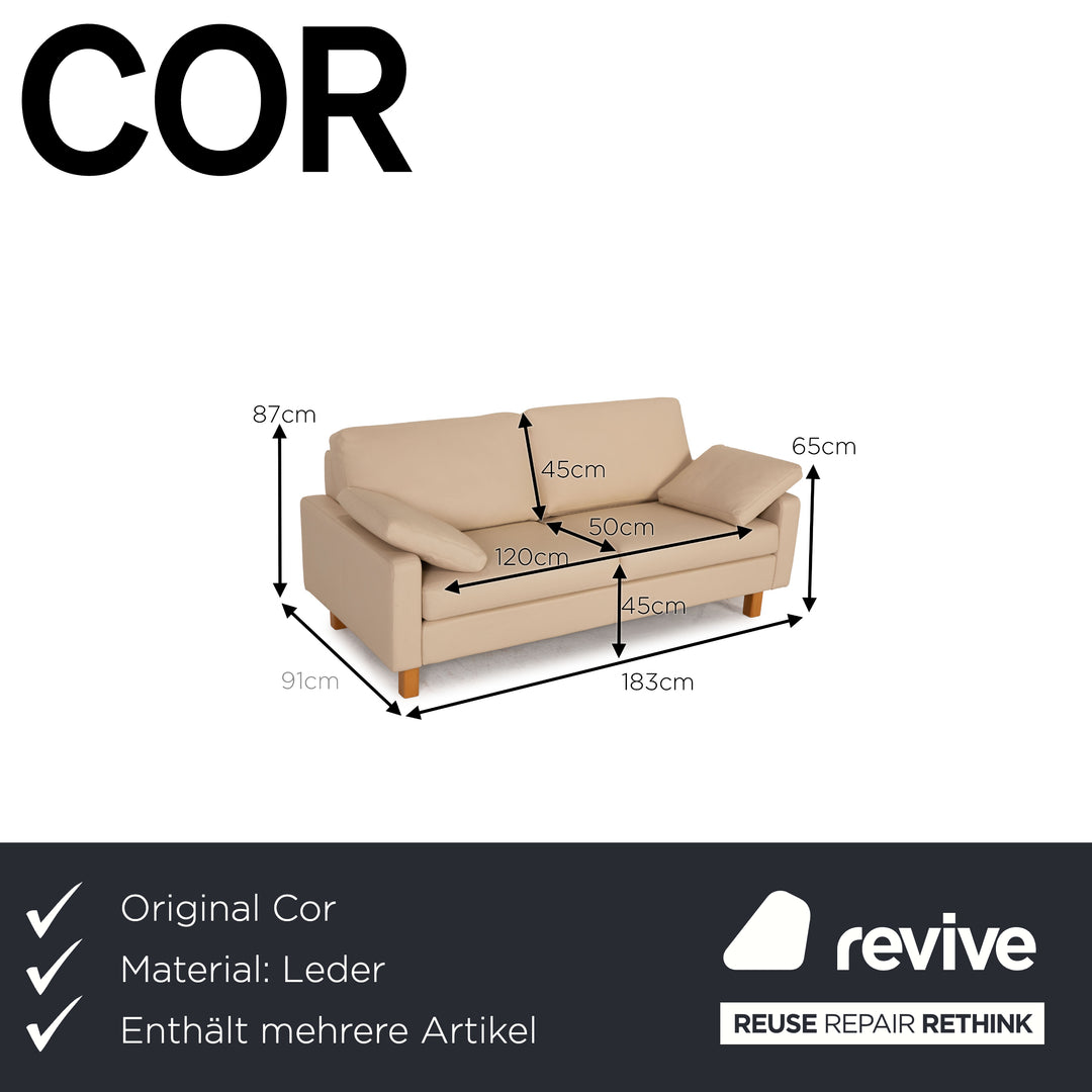 Cor Conseta Leder Sofa Garnitur Beige Zweisitzer Sessel