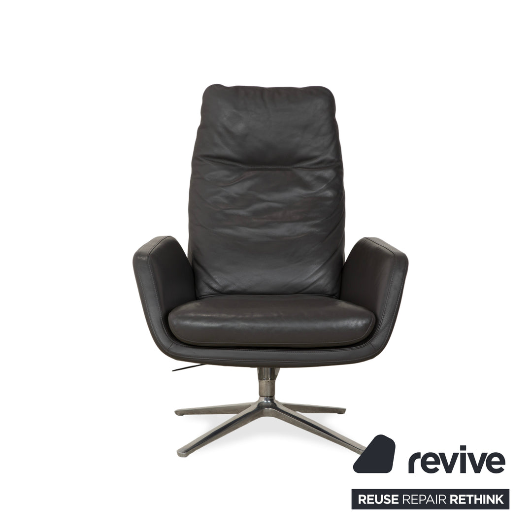 Cor Cordia Leder Sessel Dunkelgrau Anthrazit manuelle Funktion inkl. Hocker