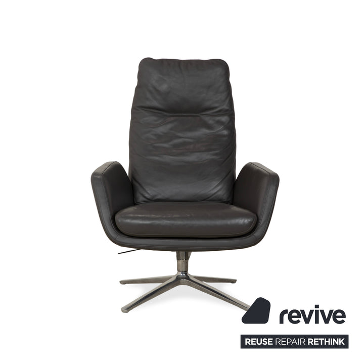 Cor Cordia Leder Sessel Dunkelgrau Anthrazit manuelle Funktion inkl. Hocker