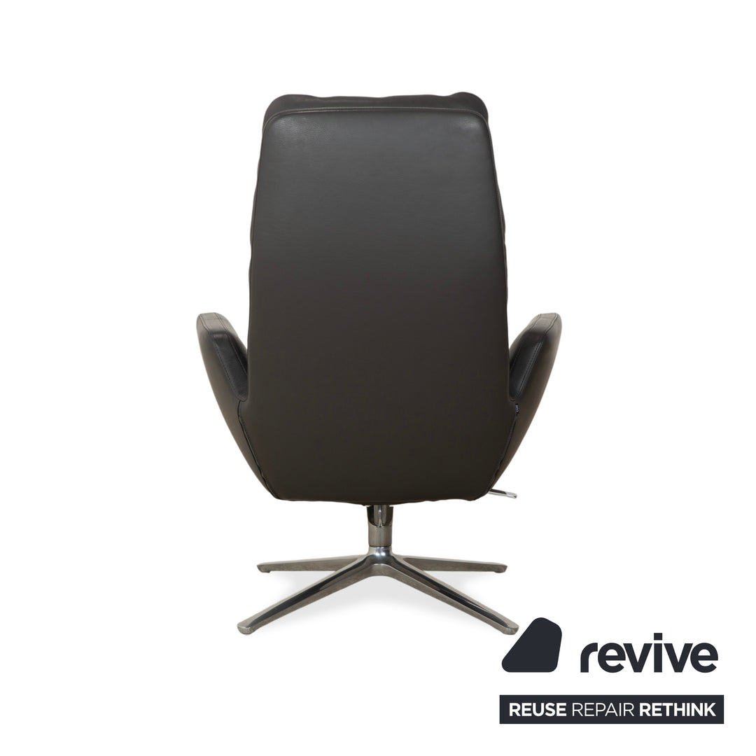 Cor Cordia Leder Sessel Dunkelgrau Anthrazit manuelle Funktion inkl. Hocker