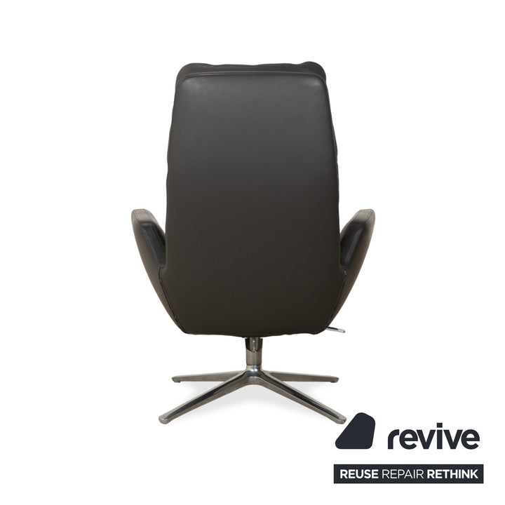 Cor Cordia Leder Sessel Dunkelgrau Anthrazit manuelle Funktion inkl. Hocker