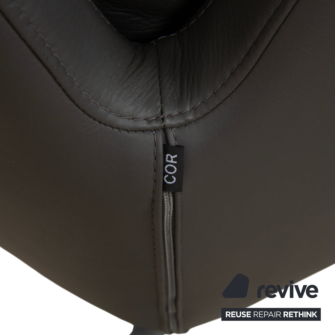 Cor Cordia Leder Sessel Dunkelgrau Anthrazit manuelle Funktion inkl. Hocker